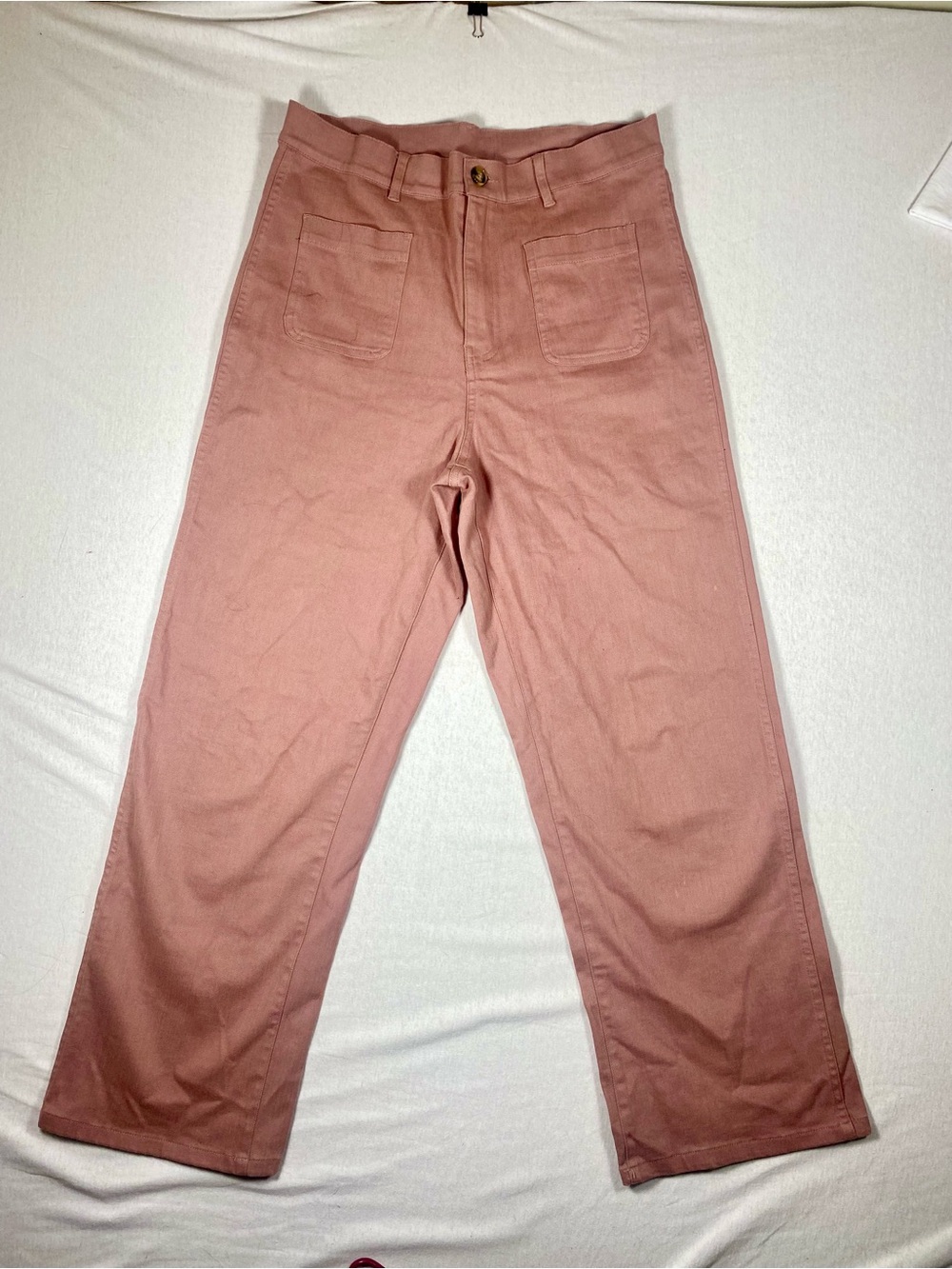 Böhme Dusty Rose Pink Twill Pants Size S High Rise Wide Leg Cropped